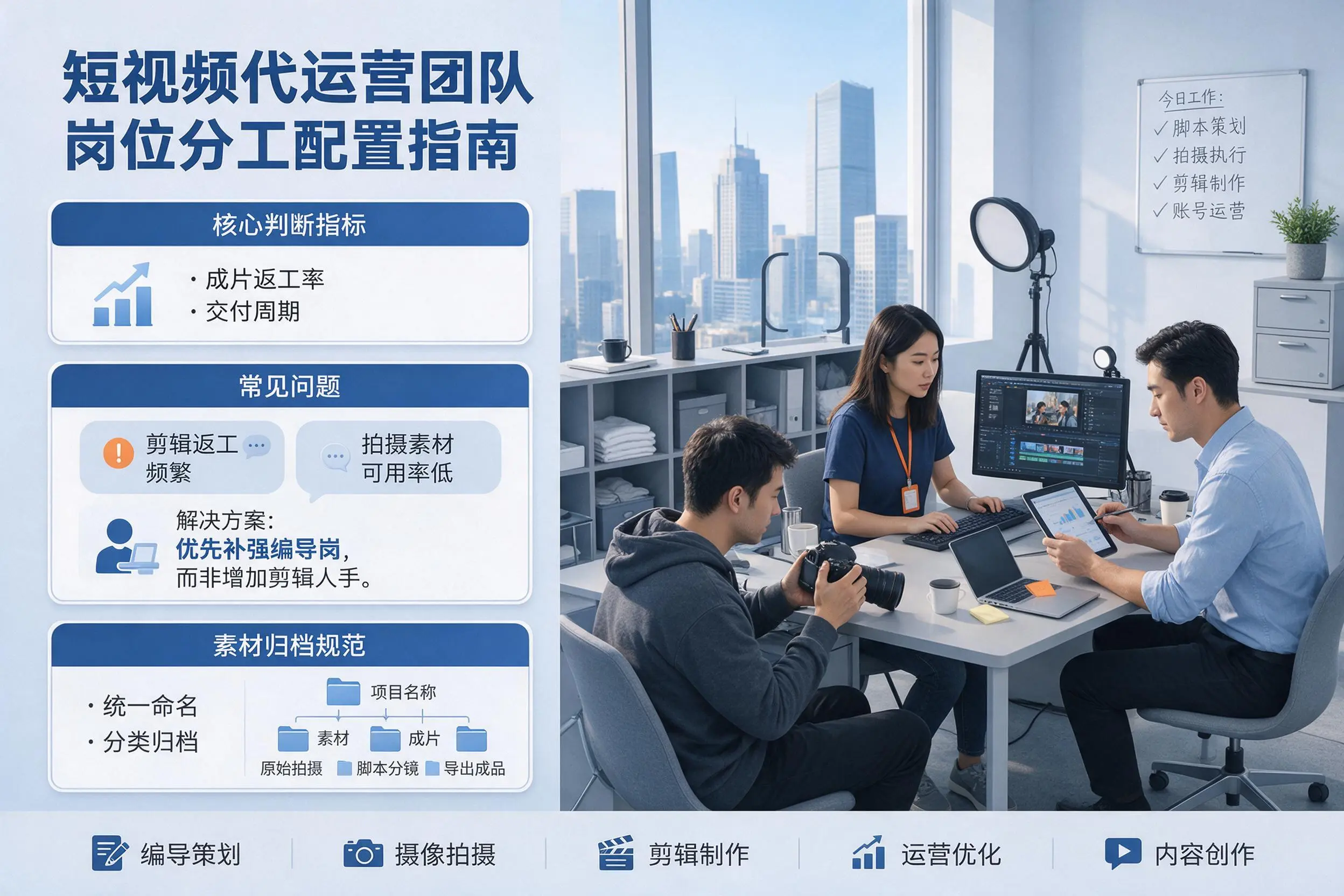 短视频代运营团队如何配置？漯河企业岗位分工科普说明