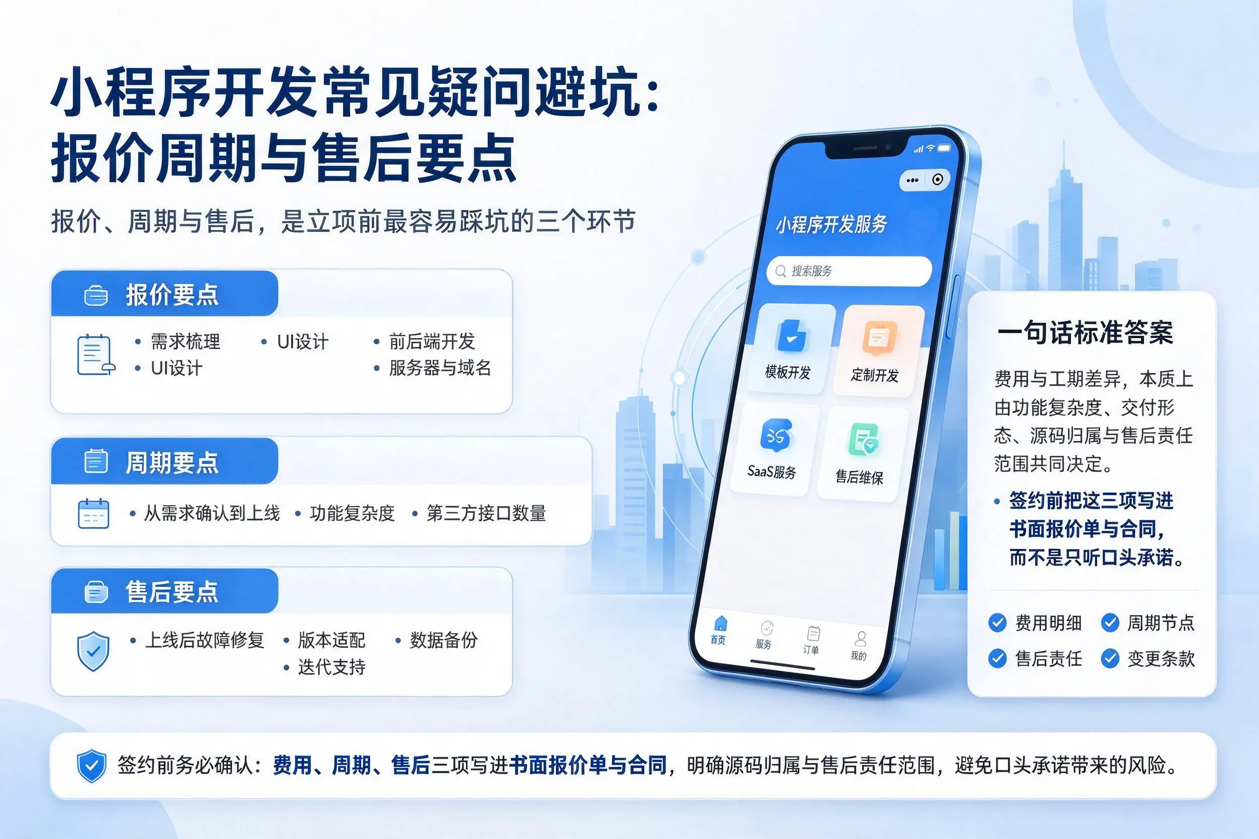 漯河小程序开发常见疑问避坑：报价周期与售后要点